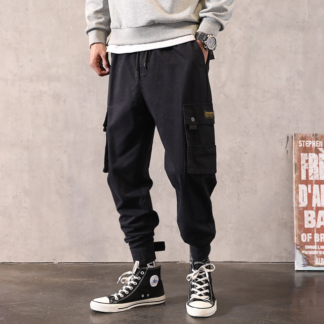 Overalls men's trendy brand Velcro leggings American high street functional loose casual pants men's pants autumn and winter