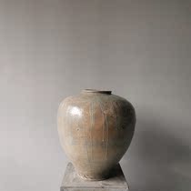 Collection of objects) Traditional ancient wind large pot green pink pottery cylinder wine cylinder Silence Wind Vase Hotel Folk Hangu Residence Ornaments