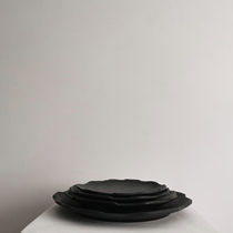 Material collection) Wai Ji black imitation porcelain plate ceramic fruit plate simple tableware art decoration hotel hostel soft props