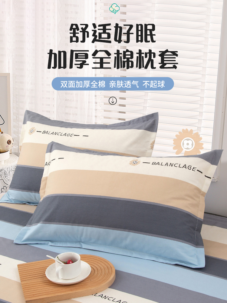2025新款纯棉枕套一对装40x60枕头套单个100全棉整头套48cmx74cm