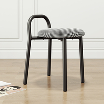 Nordic Houndstooth household dining chair Light luxury leisure Wrought iron chair stool Net Red milk tea shop cafe backrest stool