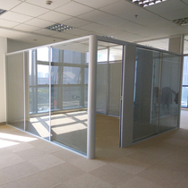 Glass high partition wall with Louver 80 single glass double layer aluminum alloy screen office compartment soundproof wall custom
