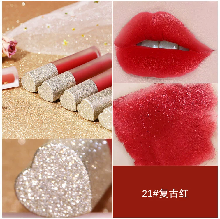 Mist Velvet air lip glaze net màu đỏ mờ mờ lâu trôi phát triển màu sắc bên học sinh son bóng giá rẻ cho trẻ em sân khấu lớn màu đỏ - Son bóng / Liquid Rouge