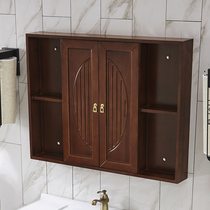 New Chinese bathroom hidden mirror cabinet Wall Wall toilet solid wood shelf feng shui mirror box wall bathroom cabinet