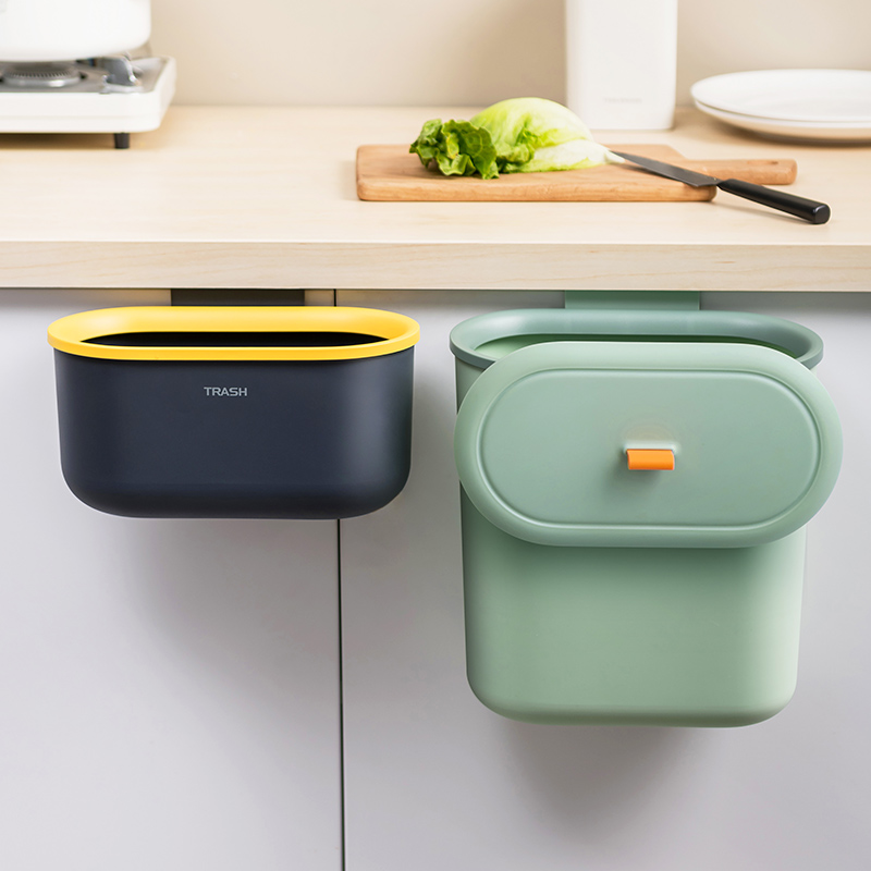 Kitchen trash can hanging large household cabinet door wall-mounted storage bucket garbage barrel Kitchen waste hanging garbage basket special