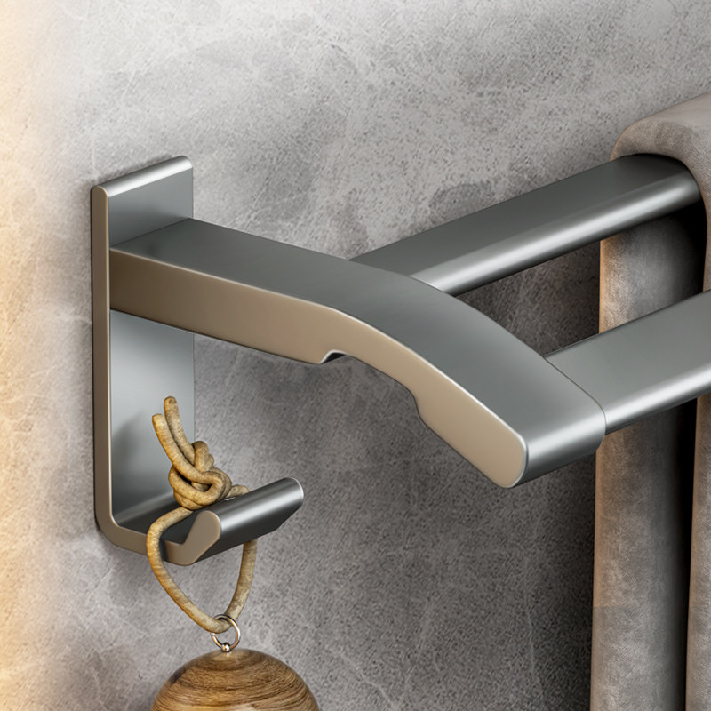 Gun Grey Towel Rack Free To Punch Bathroom Shelve Wall-mounted Makeup Room Toilet Bath Towels Bathroom Pendant hanger