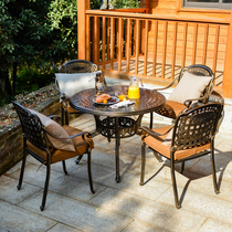 Outdoor cast aluminum tables and chairs Outdoor courtyard tables and chairs wrought iron leisure three-five-piece garden open-air balcony tables and chairs combination