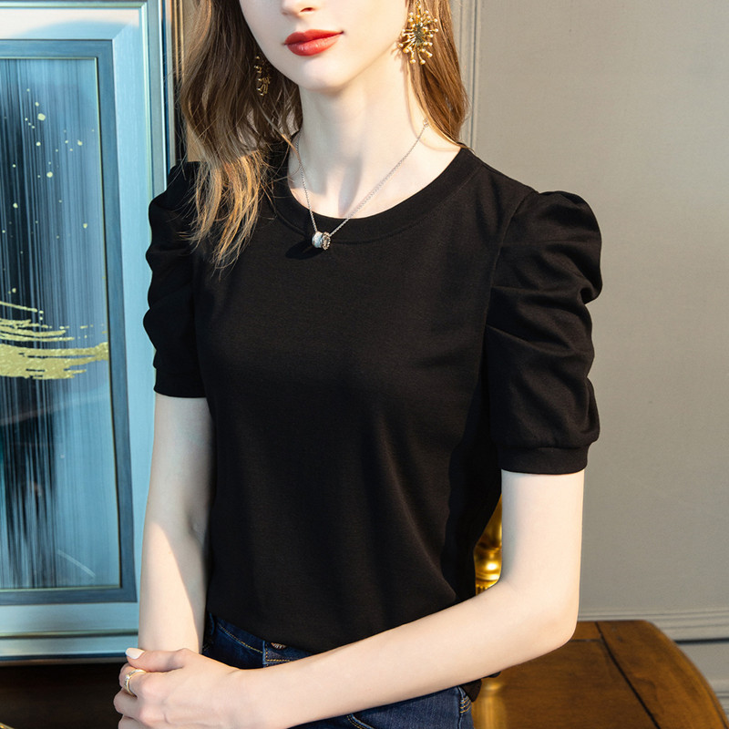 2026 New Summer Short-Sleeved T-Shirt for Women, Half-Sleeved, High-End, Niche French Puff-Sleeve, Slim-Fitting Top 2026 New Summer Short-Sleeved T-Shirt for Women, Half-Sleeved, High-End, Niche French Puff-Sleeve, Slim-Fitting Top