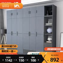 Nordic wardrobe modern minimalist household assembly small apartment master bedroom cabinet three four five six doors storage wardrobe