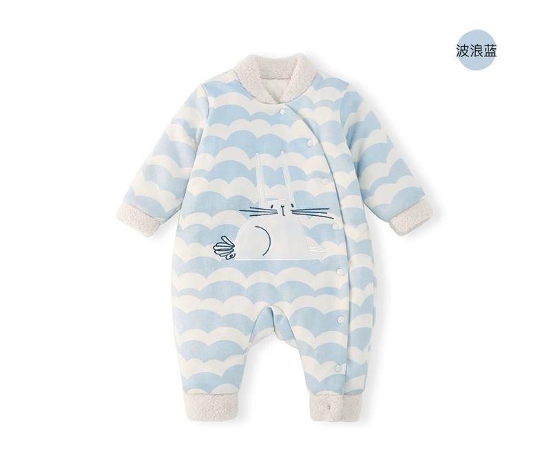 Pureborn mùa thu và mùa đông nam và nữ bé jumpsuit bông nhồi bông leo núi phù hợp với trẻ sơ sinh dày quần áo ấm cho bé - Áo liền quần