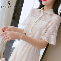 White chiffon lace jumpsuit dress womens summer dress 2021 new little man slim high summer dress