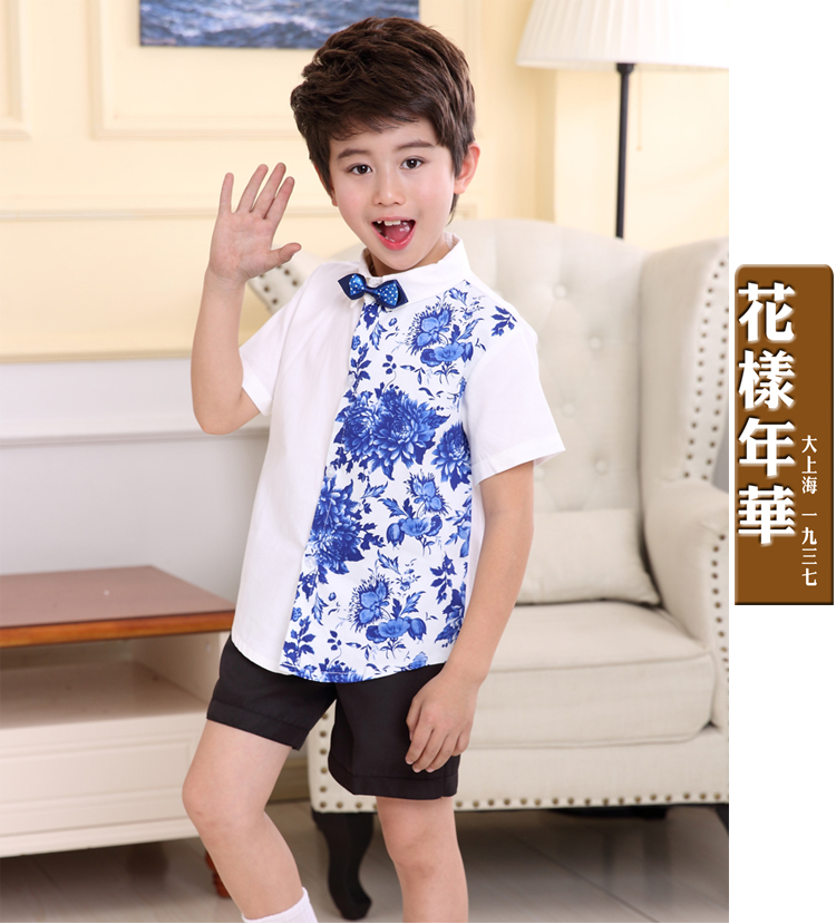Trang phục trẻ em bằng sứ màu xanh và trắng Phong cách Trung Quốc học sinh tiểu học và trung học thơ đọc quần áo nam nữ quần áo biểu diễn hợp xướng áo len bé gái