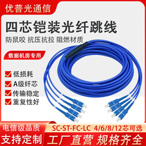 Anti-rodent armored fiber optic patch cord single mode four 4 core sc to SC-LC-FC-ST tail cable 6 8 12 core finished fiber optic cable