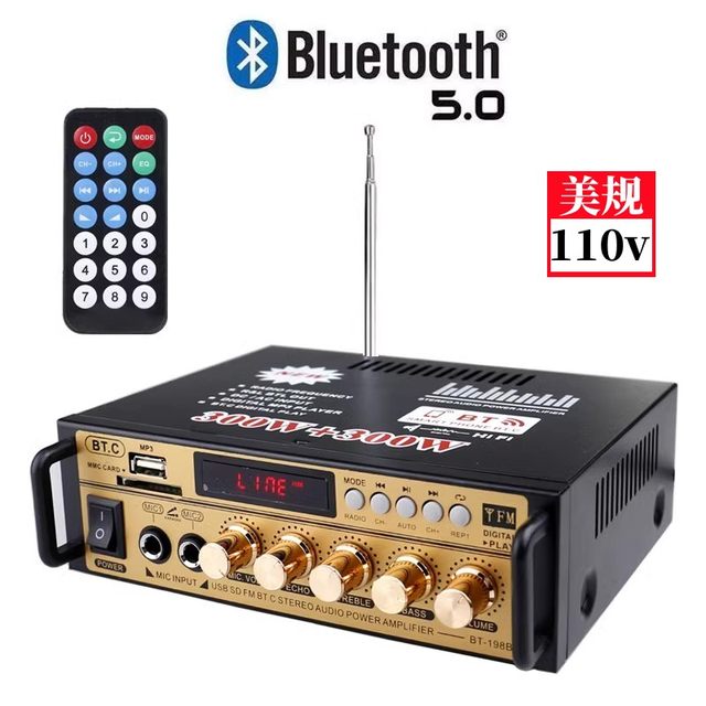 110v volt power amplifier mini small speaker power amplifier plug-in card U disk radio amplifier Bluetooth power amplifier