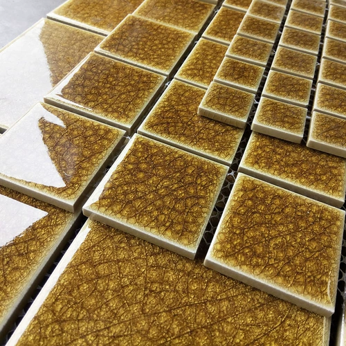 Outin Ceramics Mosaic Желтая и белая ледяная авария кружевная плитка для ванной комнаты туалетная кухня кухня бассейн кирпич