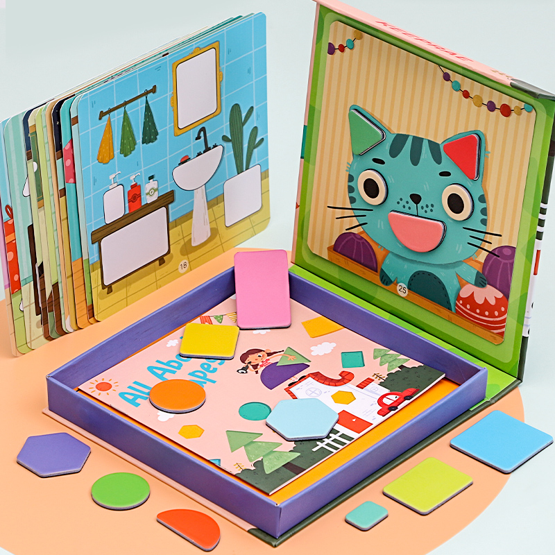 Children's wooden magnetic geometry with a set of teaching aids intelligence magnetic puzzle kindergarten students early education educational toys