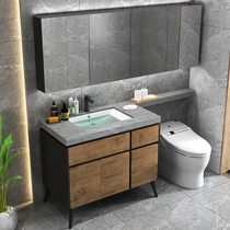 Bathroom cabinet Floor-to-ceiling combination Intelligent mirror cabinet Small household wash table Wash basin Custom rock plate one-piece basin extension