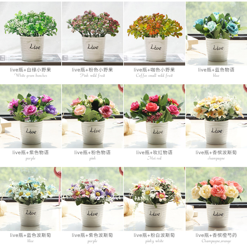 Trang điểm, bó hoa khô, nhựa giả hoa giả trang trí hoa, trang trí phòng khách, nhà, chậu hoa nhỏ - Trang trí nội thất trang trí nhà cửa