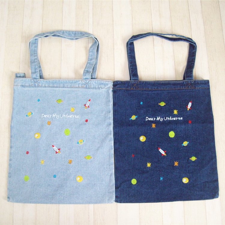 2022 new denim single women's bag canvas bag large capacity environmental protection shopping bag small fresh student cloth bag mother bag