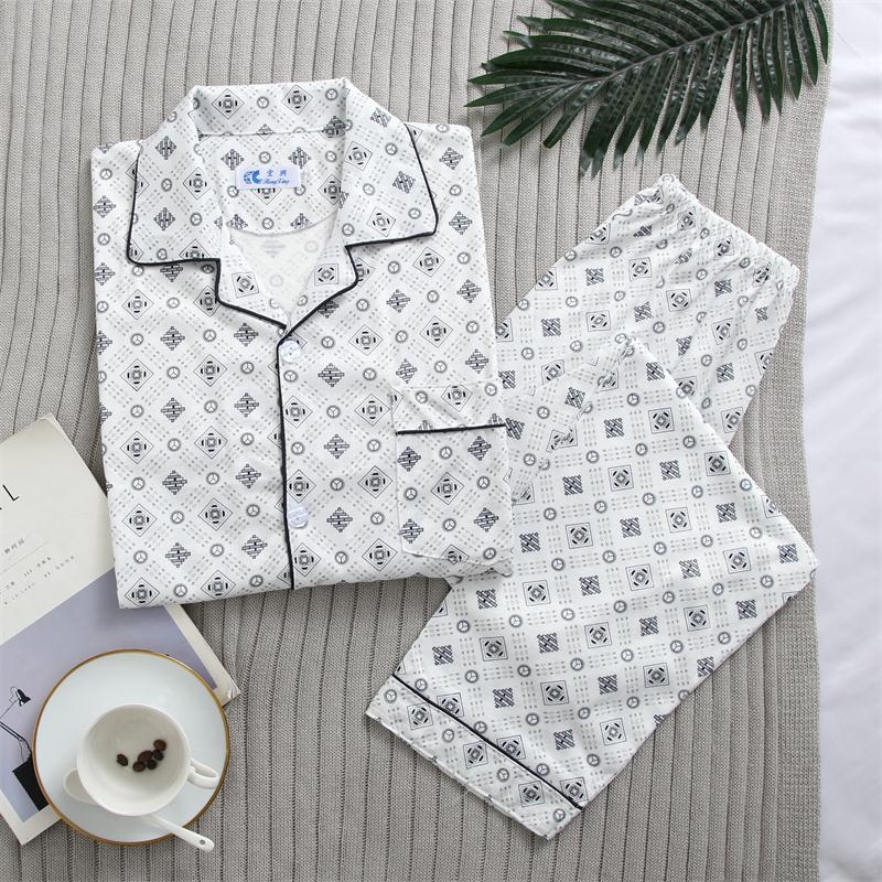 Mùa xuân và mùa thu bông đồ ngủ mens dài tay dân trẻ nhà áo khoác sọc kẻ sọc trung thu pajama symmy bộ.