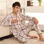 Đồ ngủ nam trung niên mùa xuân và mùa thu cotton dài tay XL trẻ trung áo len nam phục vụ nhà pijama nữ