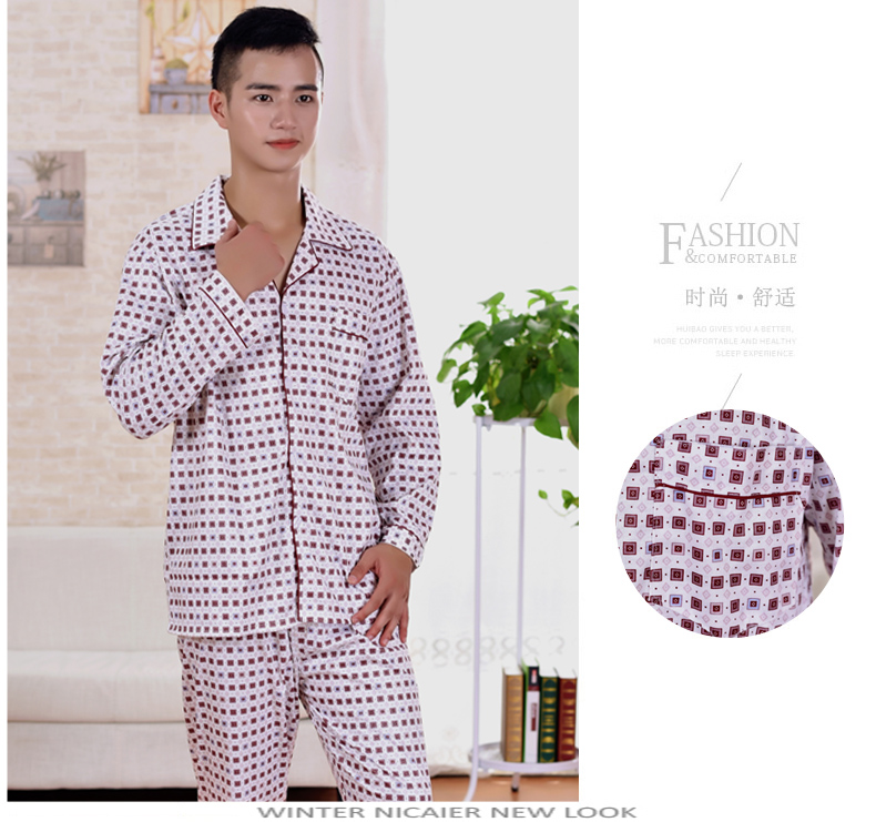 Mùa xuân và mùa thu đồ ngủ nam cotton trong người cao tuổi tay áo phù hợp với mùa hè phần mỏng cotton thanh niên nam mùa thu đồ ngủ nhà dịch vụ