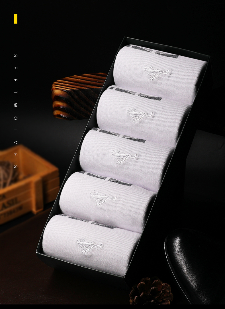 Bảy con sói vớ cotton nam thấm hút mồ hôi ống bông mùa thu trắng bốn mùa hè phần mỏng khử mùi dài - Vớ bông tất kháng khuẩn khử mùi
