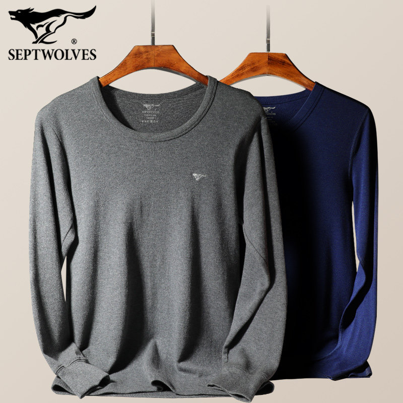 Seven Wolves Men's Pure Cotton Fever Clothes Single Piece Autumn Coat Blouse Blouse Full Cotton Sweatshirt Elderly Dad Loose Grandpa