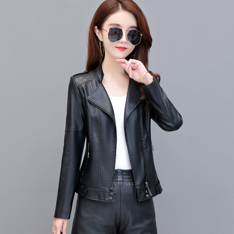 2022 Spring new Hainen genuine leather leather clothes female short jacket Han version of slim sheep leather jacket tide