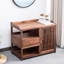 Black walnut mobile tea table solid wood tea cabinet Kettle One set home living room Chinese tea cabinet side table