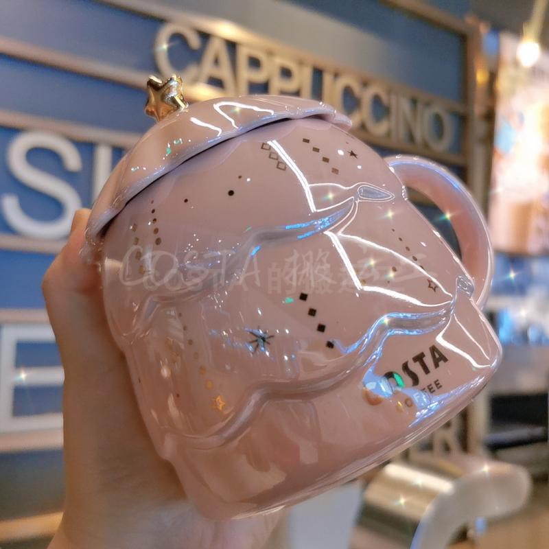 costa Christmas tree ceramic Mark cup creative styling high face value with cap girl coffee cup office cup 480ml