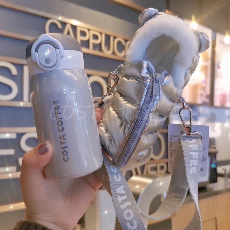 costa cup stainless steel insulated cup delivery cup with inclinable satchel with single hand, i.e. coffee cup laser ins