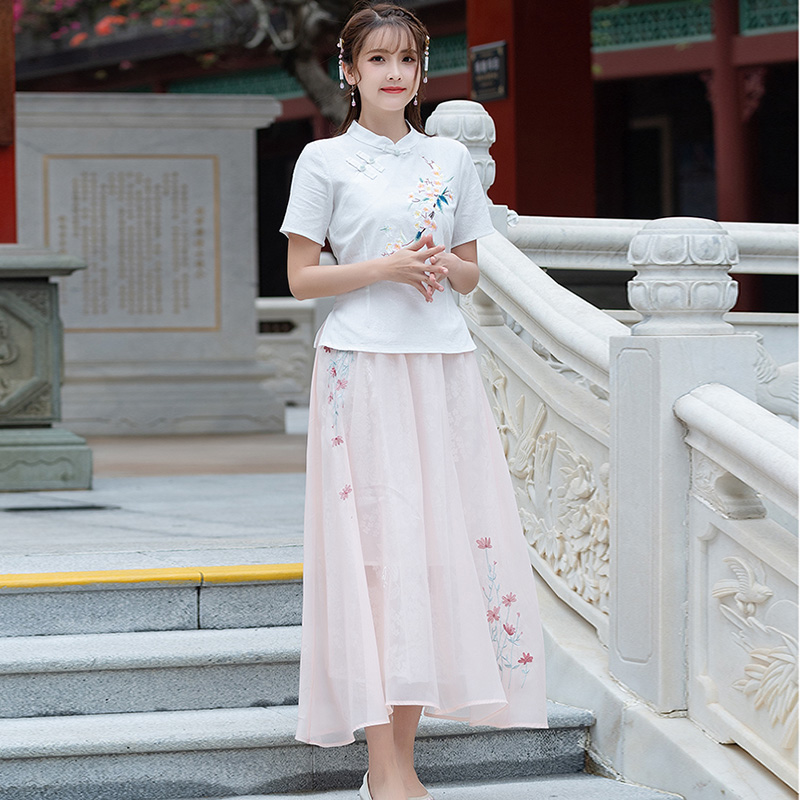 phụ nữ ngắn bông áo khoác của mùa hè 2020 sườn xám mới đầu được cải thiện thời trang ngắn tay thanh niên Trung Quốc Tang váy