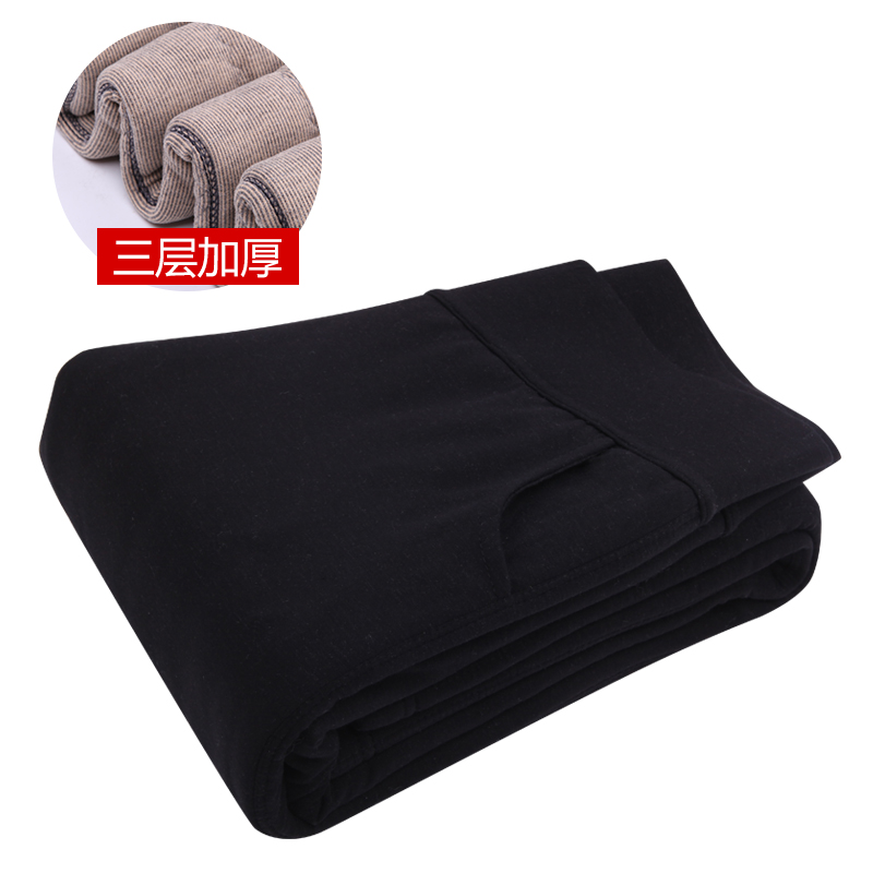 Trung niên phụ nữ tinh khiết quần cotton màu đen cộng với cashmere bên ngoài mặc mỏng quần ấm áp của mẹ eo cao cộng với quần increasecashmere chất béo.