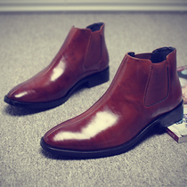 Martin boots mens high-top short boots British plus velvet Chelsea boots mens Korean version of the glossy trend all-match pointed boots