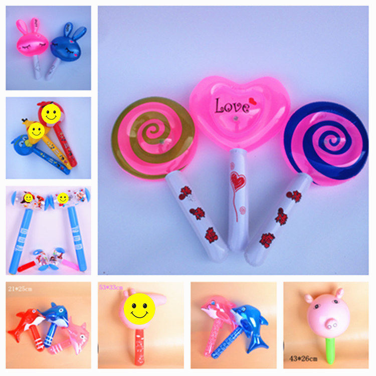 Inflatable light - emitting animal head short stick thickens PVC inflatable hammer glowing hammer
