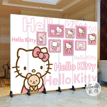  Simple modern screen partition live background wall cartoon kindergarten folding mobile bedroom blocking home double-sided