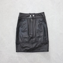 Haining fur special price sheep leather skirt spring and autumn womens short skirt Joker black slim hip skirt