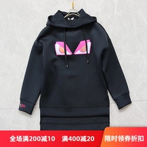 Autumn and winter new womens T-shirt export single high quality space cotton black wild long loose hooded sweater