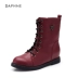 Daphne / Daphne Boots Plus Velvet Short Hair Front Lace Thoải mái Martin Boots Mùa thu Boots Thời trang Boots Giày ống