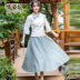 Trung Quốc Tang phù hợp với người đàn ông Trung Quốc gió váy nữ cải thiện sườn xám hai mảnh bộ gió quốc gia retro thêu phù hợp với trà bông 