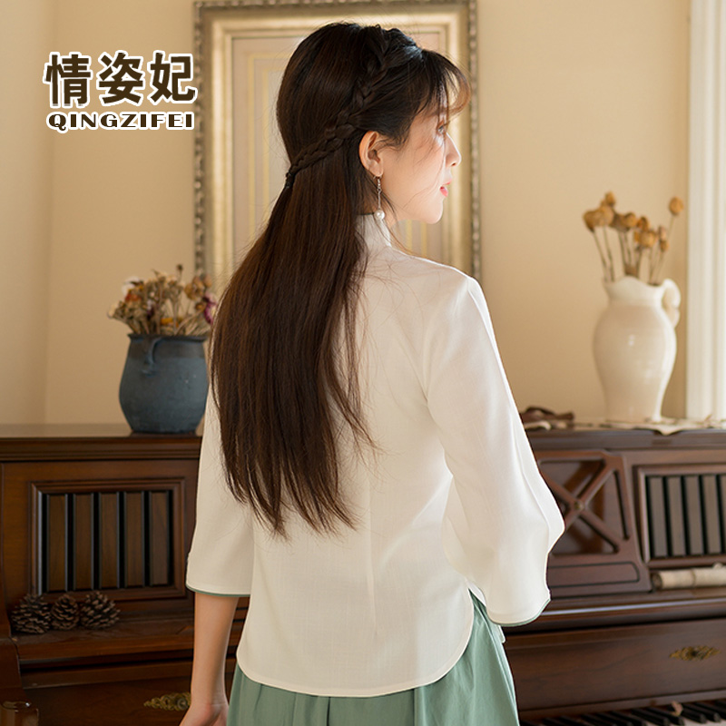 Trung Hoa Dân Quốc trẻ cải thiện Han chiếc váy sườn xám áo khoác gió của Trung Quốc trà phù hợp với Zen hai mảnh bộ Tang phù hợp với lớn mã của phụ nữ