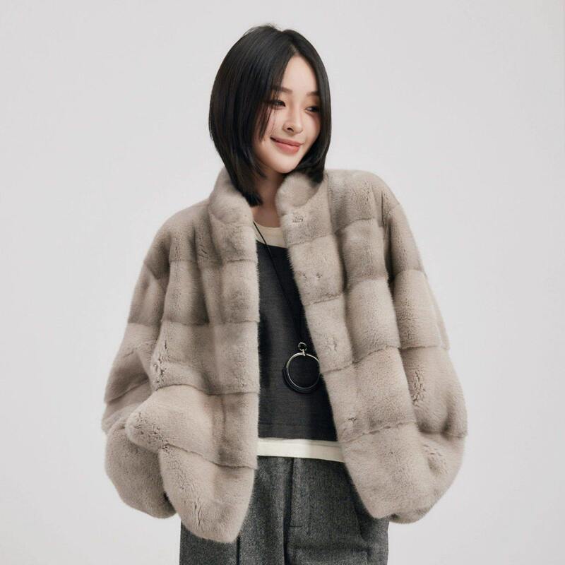 2026 Daily Luxury Imported Velvet Stand Collar Horizontal Row Mink Fur Coat Women's Full Mink Winter Coat 2026 Daily Luxury Imported Velvet Stand Collar Horizontal Row Mink Fur Coat Women's Full Mink Winter Coat