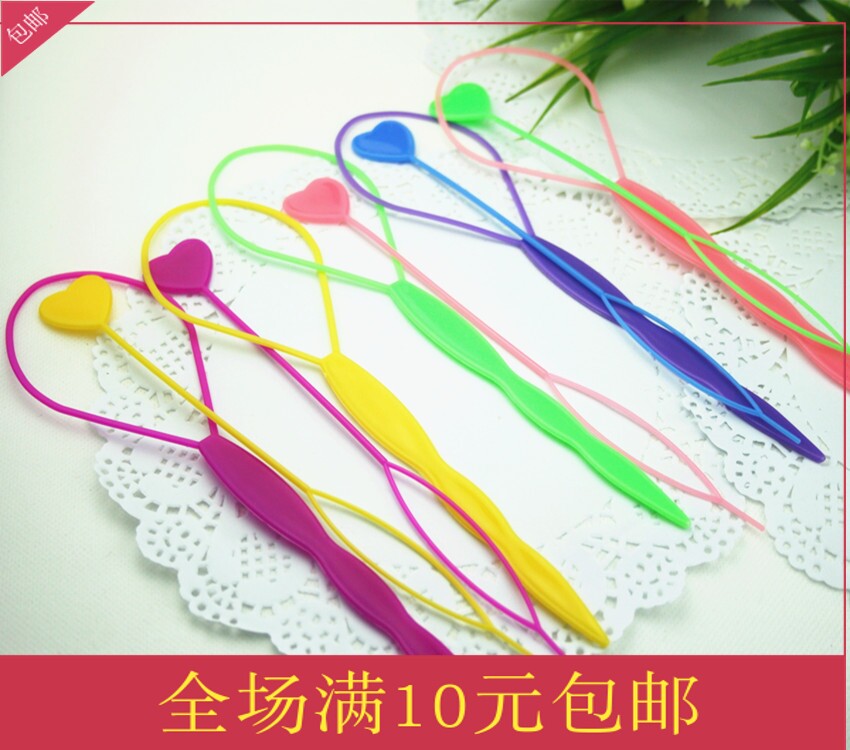 Children's small pull-pull hair iron Korean style hair plate hair stick five-color pull-through hair stick hairdressing tool size set