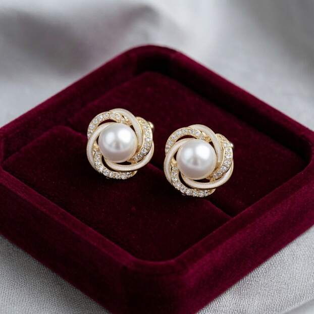 French [Designer] Natural Freshwater Pearl Earrings, High-End Light Luxury Earrings, a Birthday Gift for Your Girlfriend