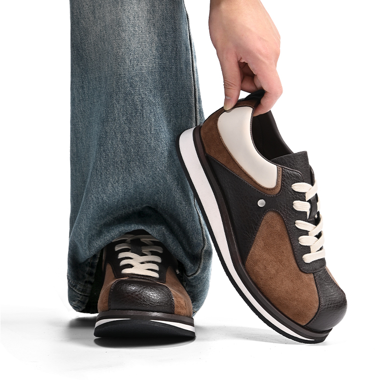 Loyo Retro Style Color-Blocked Derby Shoes for Men and Women, Thick-Soled Sports Casual Height-Increasing Leather Shoes with a High-End Feel, Forrest Gump Shoes