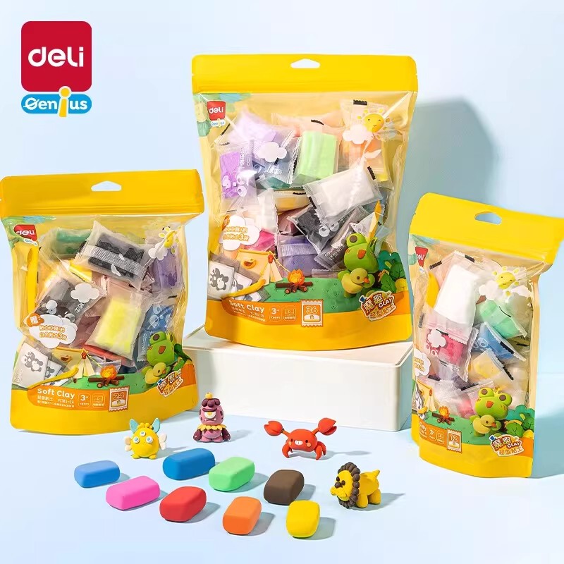 Deli Creative Handmade Clay Super Light Clay Modeling Clay Bagged Children's DIY 12/24/36 Colors Complete Set of Clay Children's DIY Handmade Clay Individually Bagged Non-Irritating Deli Creative Handmade Clay Super Light Clay Modeling Clay Bagged Children's DIY 12/24/36 Colors Complete Set of Clay Children's DIY Handmade Clay Individually Bagged Non-Irritating