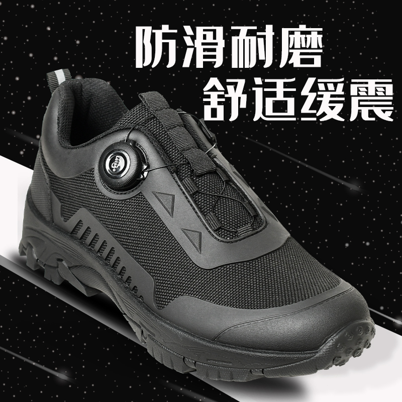 Summer new physical training shoes black combat training shoes men's ultra-light running shoes wear-resistant outdoor hiking shoes rubber shoes