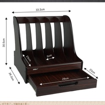 Wooden five-column drawer file column combination file frame solid wood color desktop storage and sorting file management rack