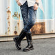 21 New Patent Leather Cowboy Boots Style Korean Thick Soled High Lace Men's Boots Men's Boots Personalized Men's Boots Trends